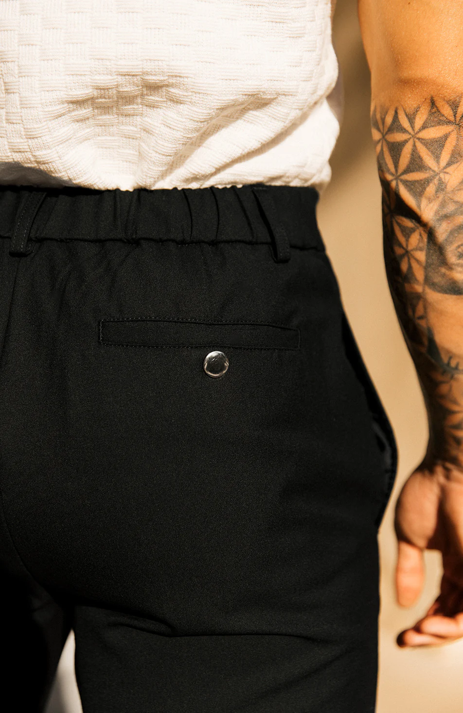 Aster Tailored Stretch Slim Leg Trousers in Black - Image 3