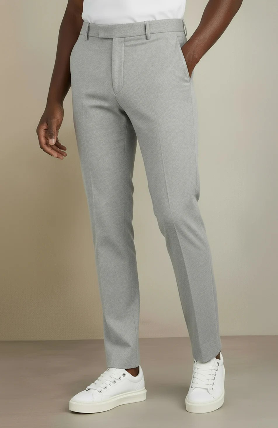 Aster Tailored Stretch Slim Leg Trousers in Grey - Image 4