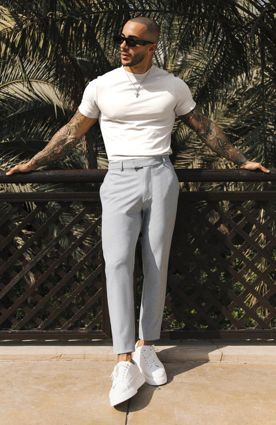Aster Tailored Stretch Slim Leg Trousers in Grey - Image 5