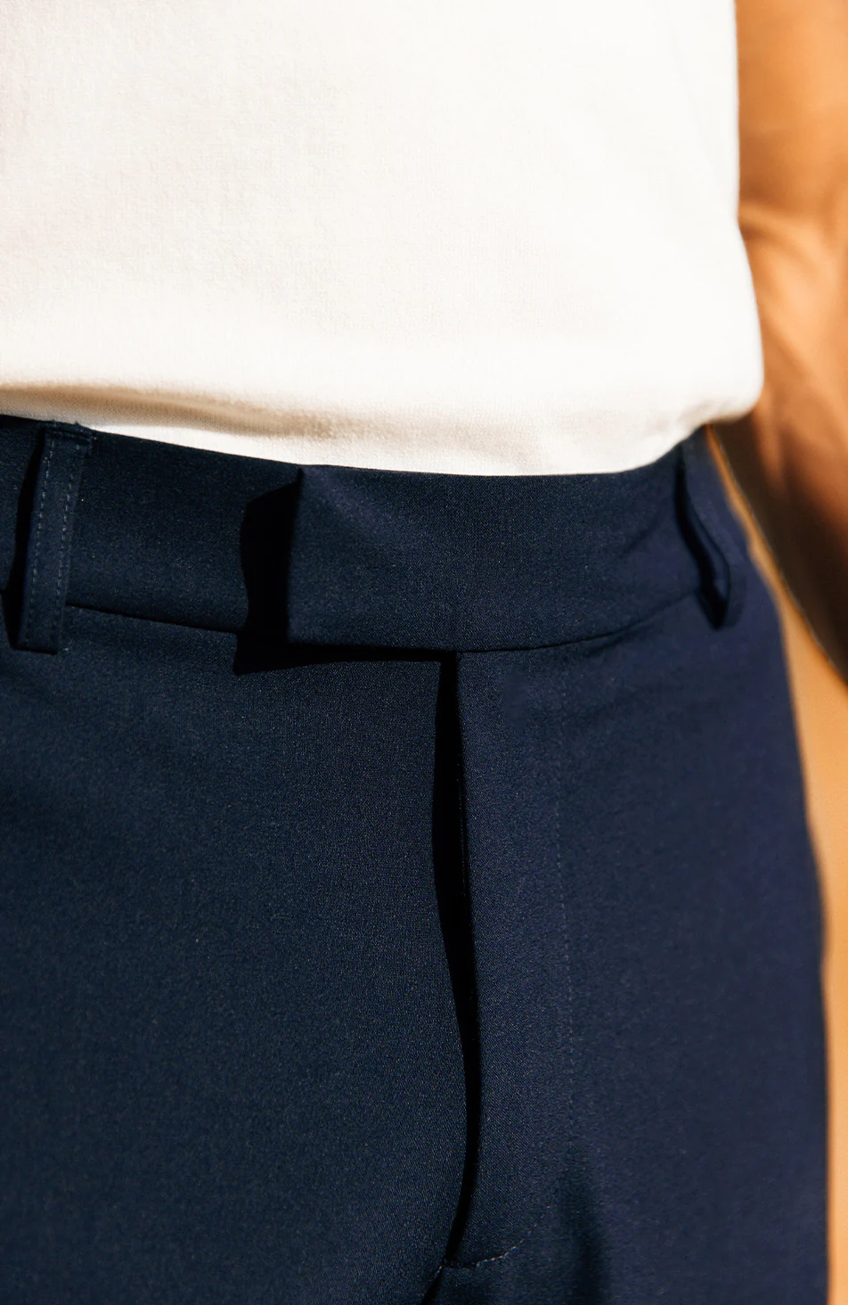 Aster Tailored Stretch Slim Leg Trousers in Navy - Image 4