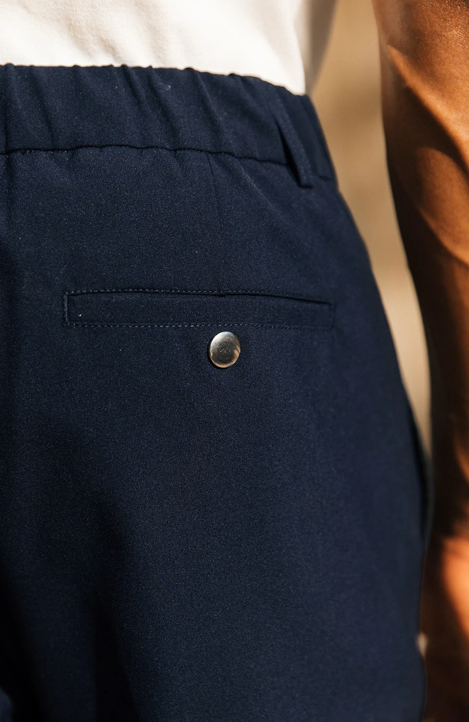 Aster Tailored Stretch Slim Leg Trousers in Navy - Image 5