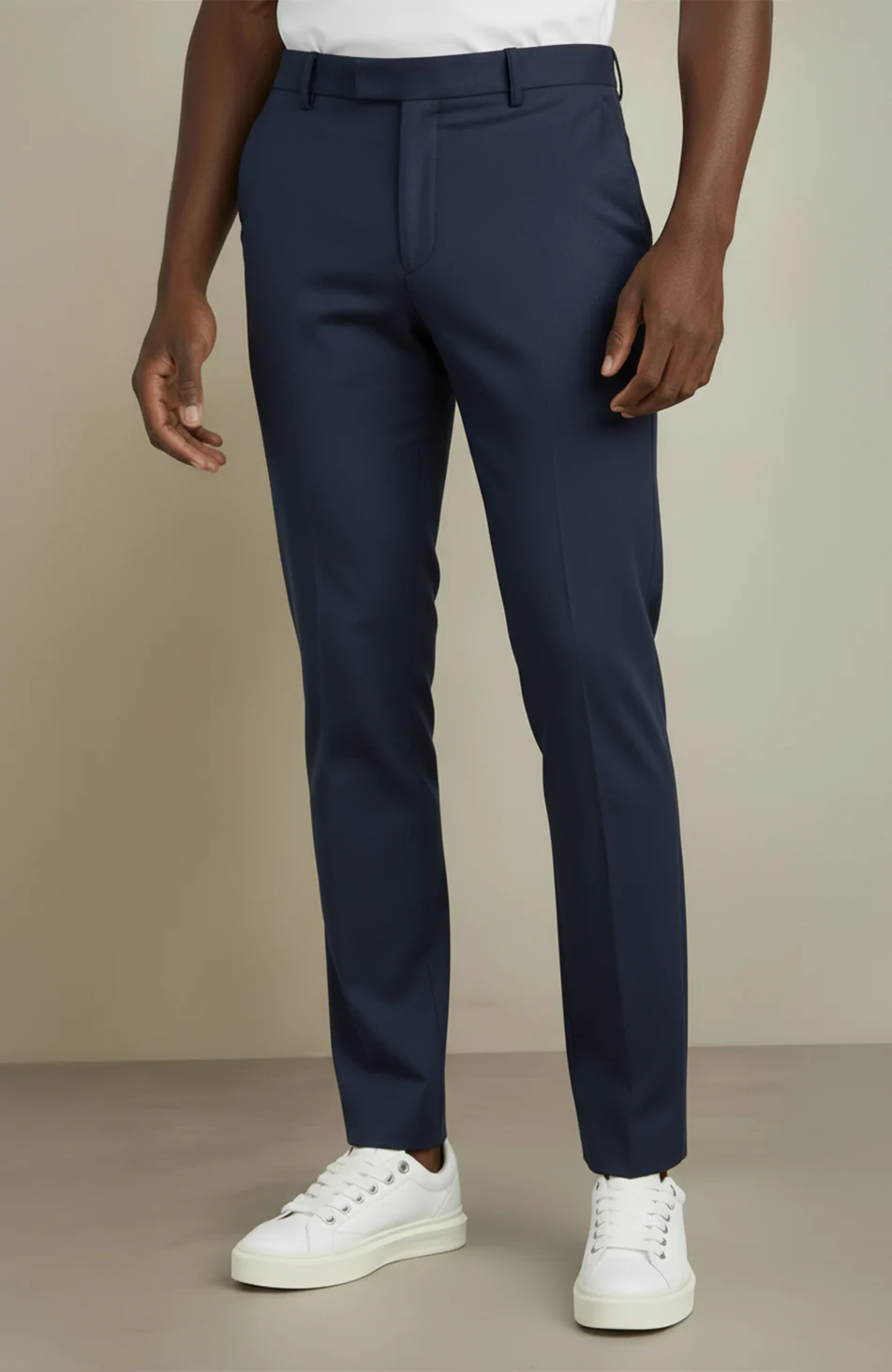 Aster Tailored Stretch Slim Leg Trousers in Navy - Image 7