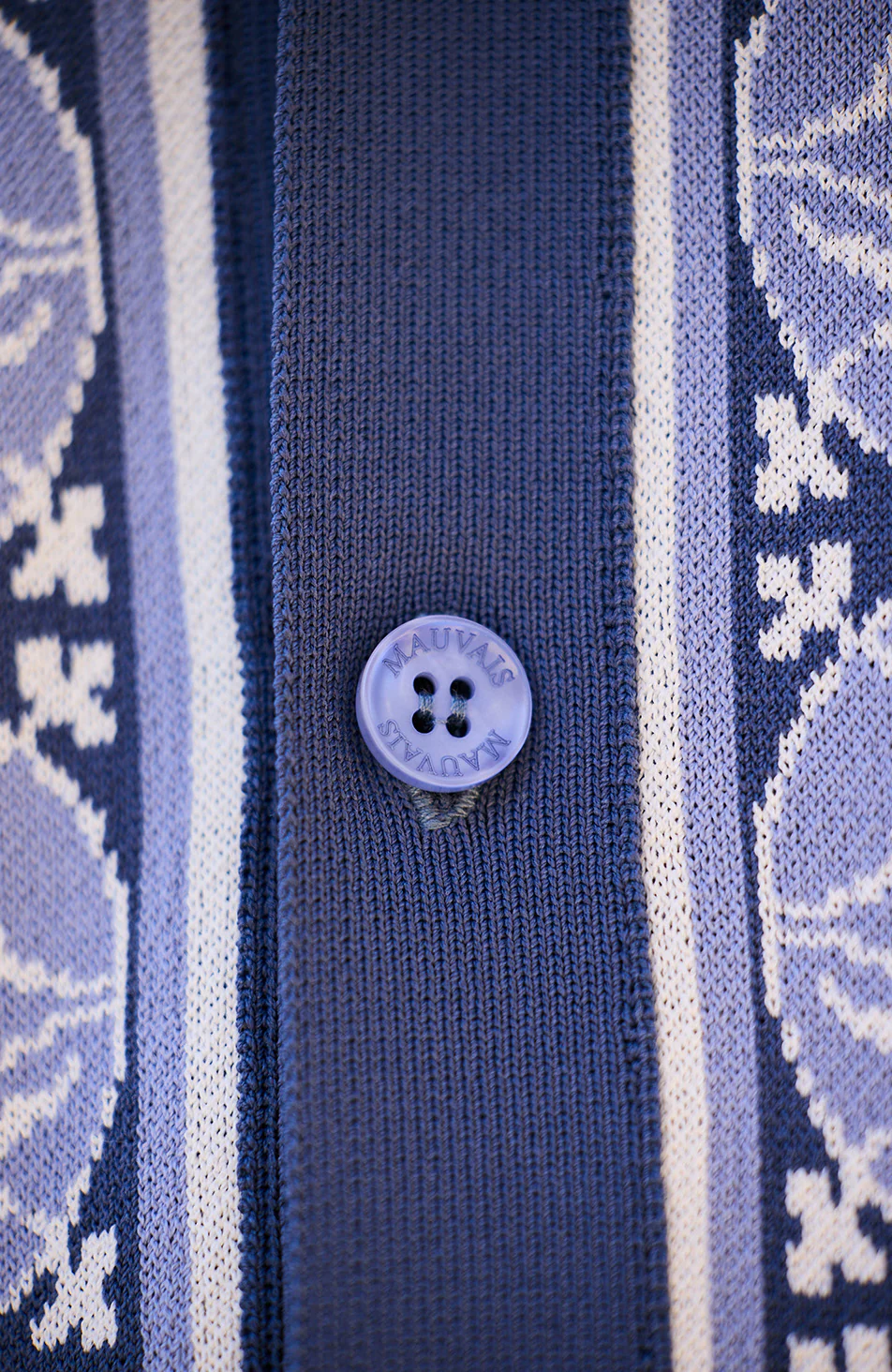Cabo Slim Knit Shirt in Blue - Image 3