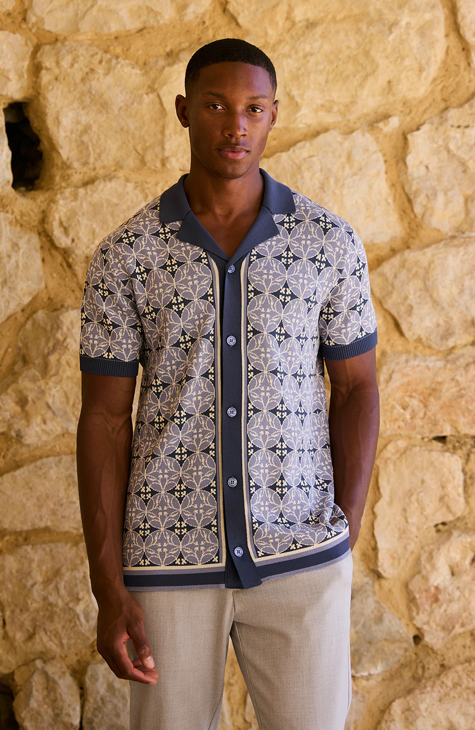 Cabo Slim Knit Shirt in Blue - Image 6