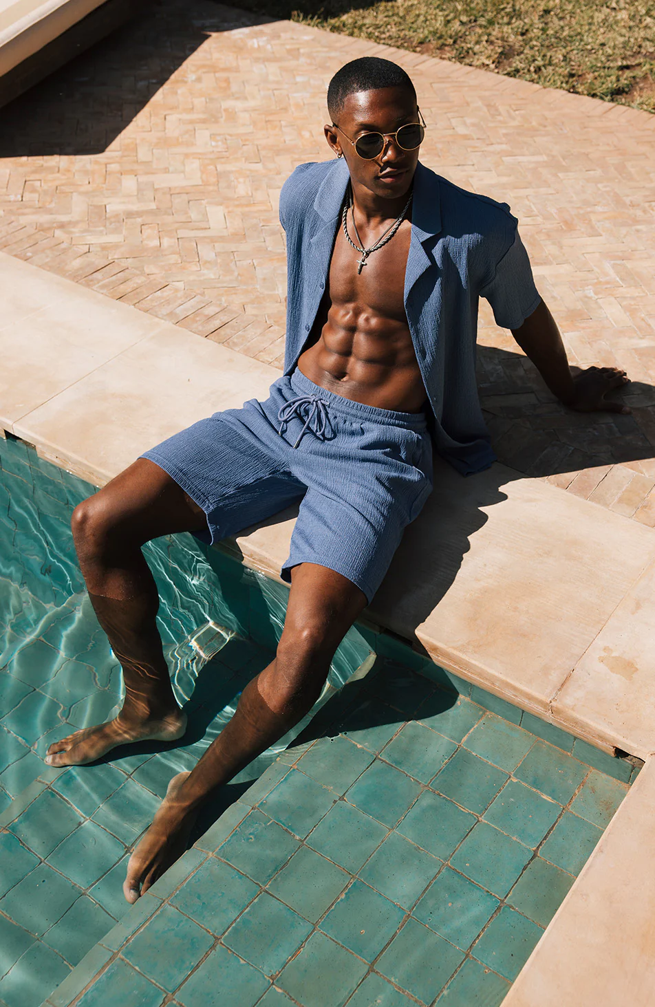 Eivissa Slim Stretch Shorts in Storm Blue - Image 5
