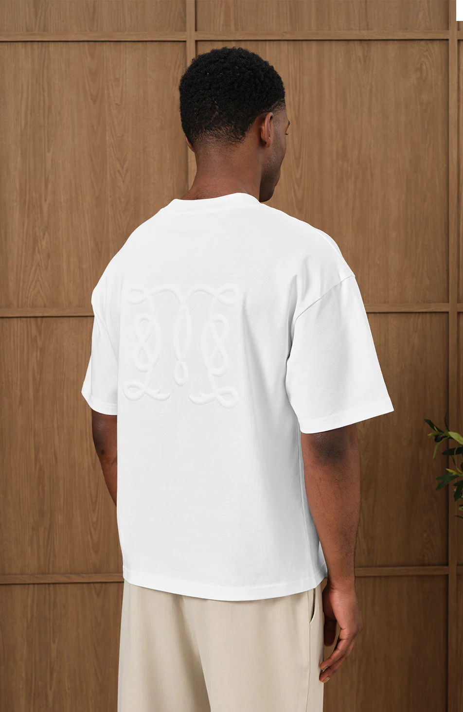 Embossed Monogram Back Logo T-shirt in White - Image 3