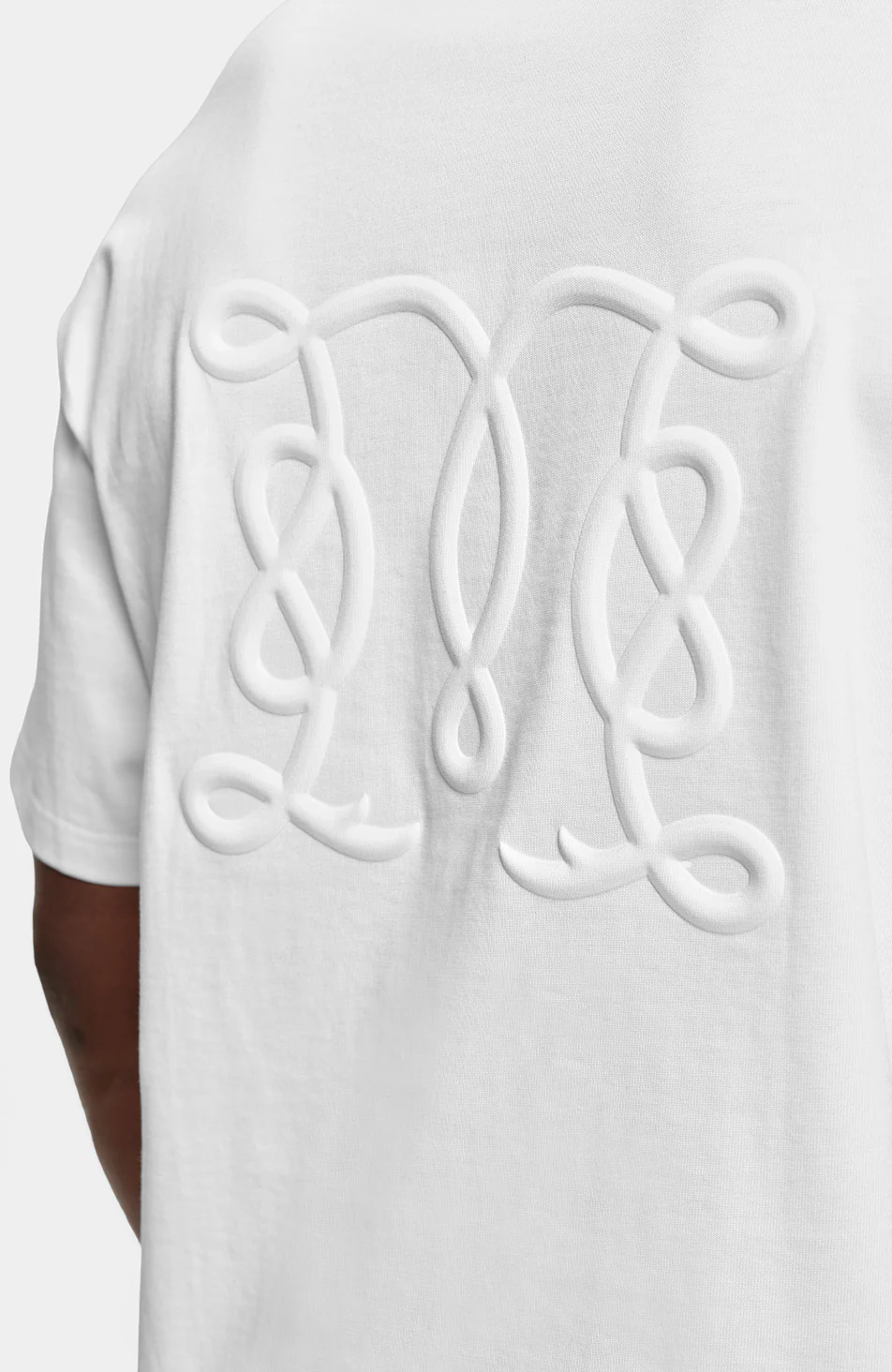 Embossed Monogram Back Logo T-shirt in White - Image 4