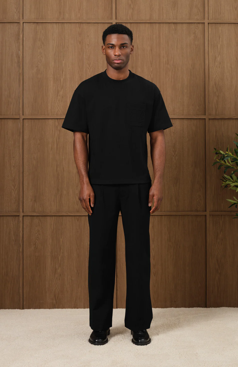 Embossed Monogram Pocket T-Shirt in Black - Image 3
