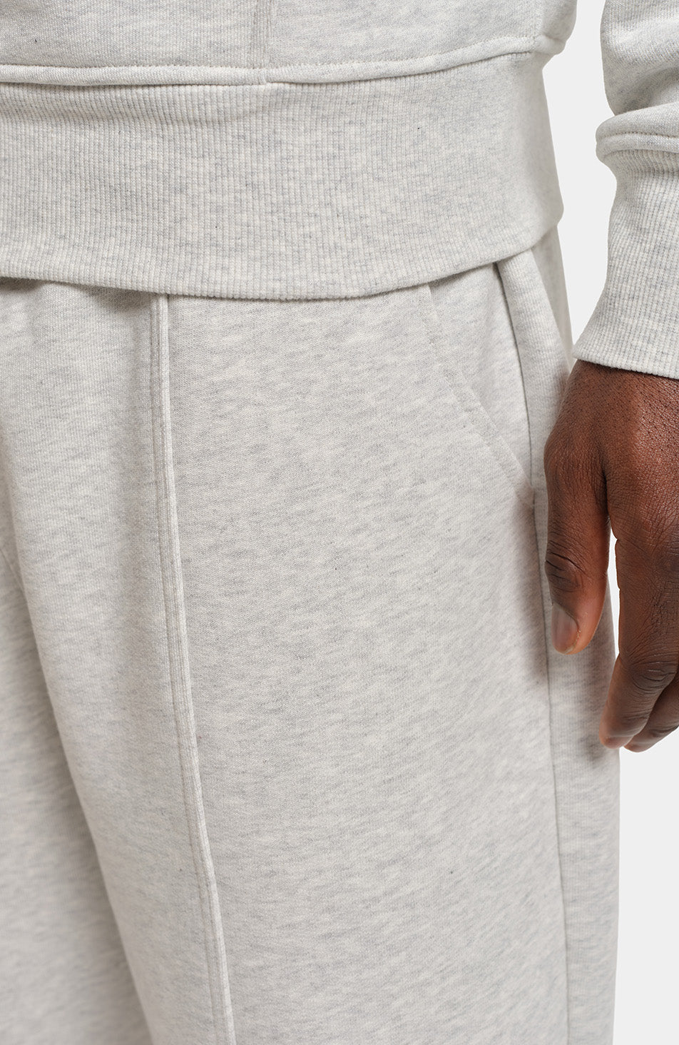 Embroidered Monogram Wide Leg Joggers in Grey Marl - Image 3