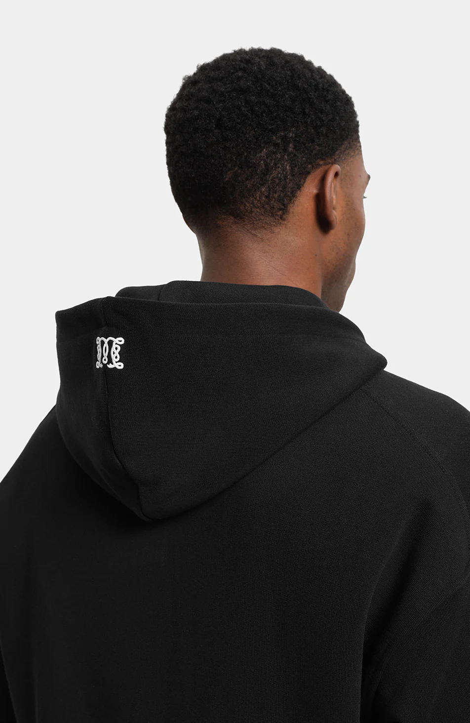 Embroidered Monogram Zip Through Hoodie in Black - Image 5