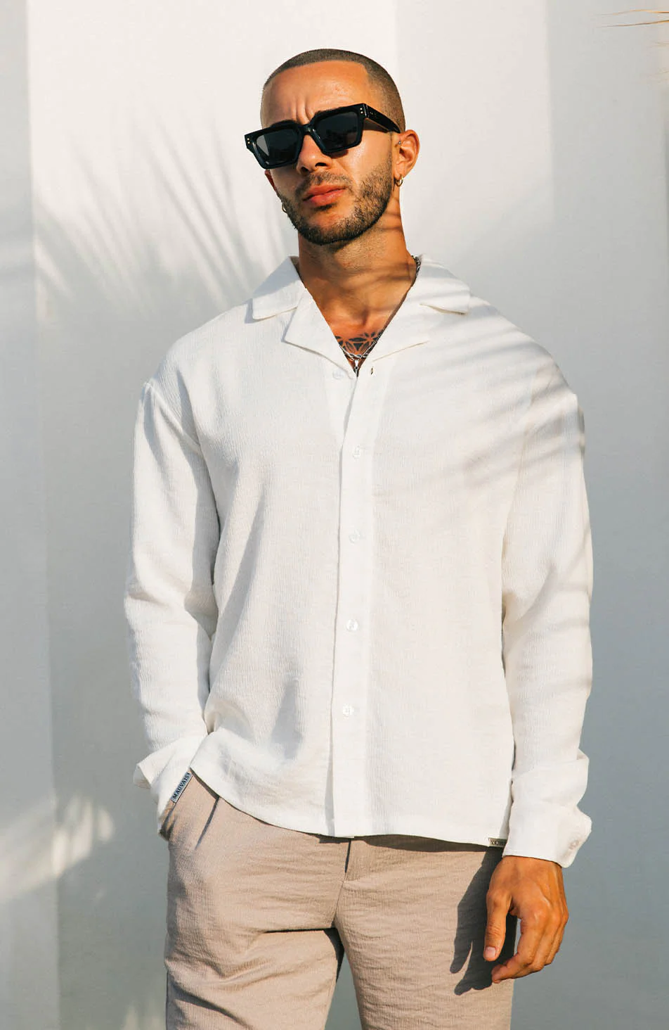 Fiorano Long Sleeve Relaxed Fit Shirt in White - Image 3