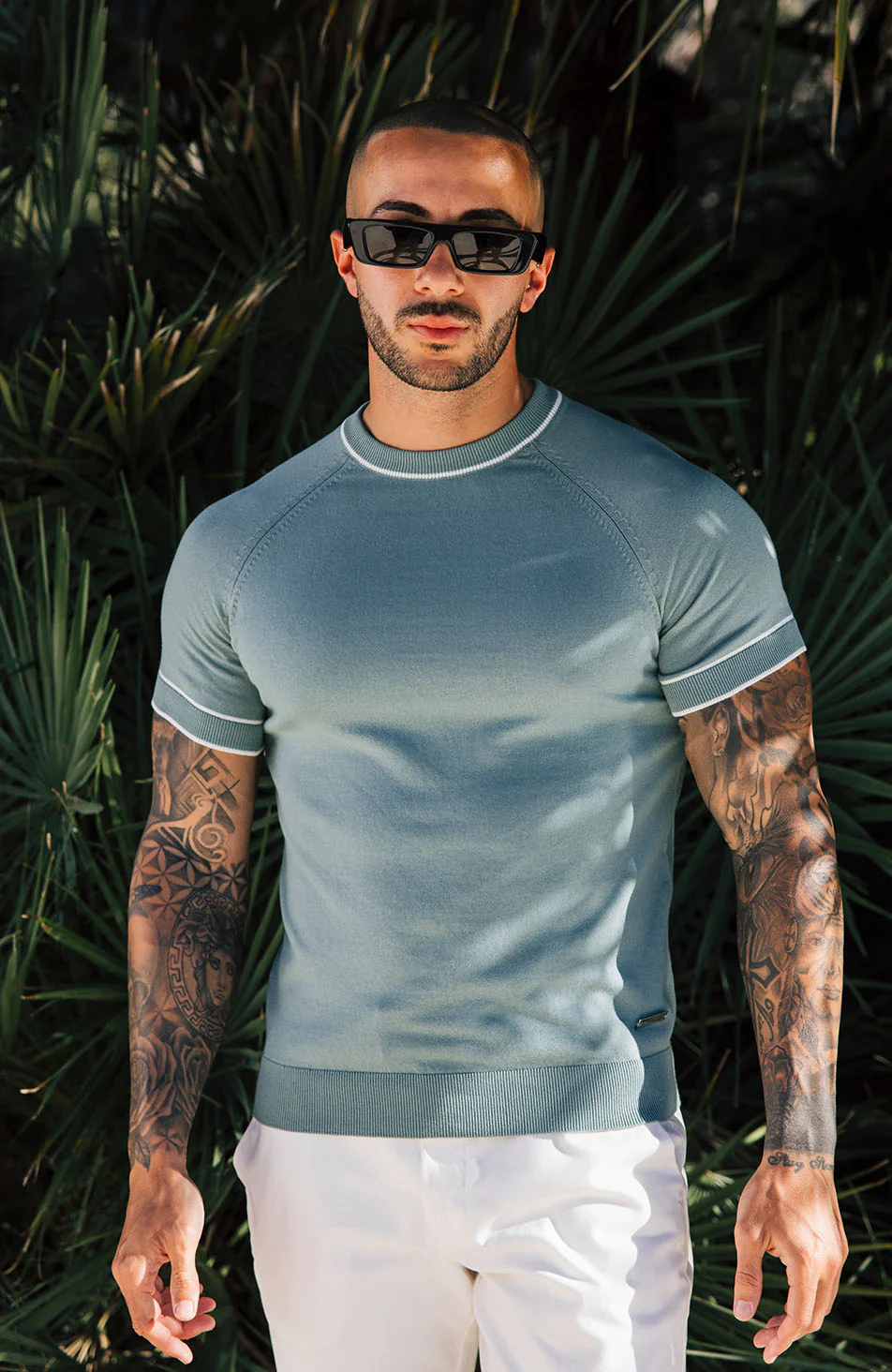 Franco Slim Knit Tee in Mint