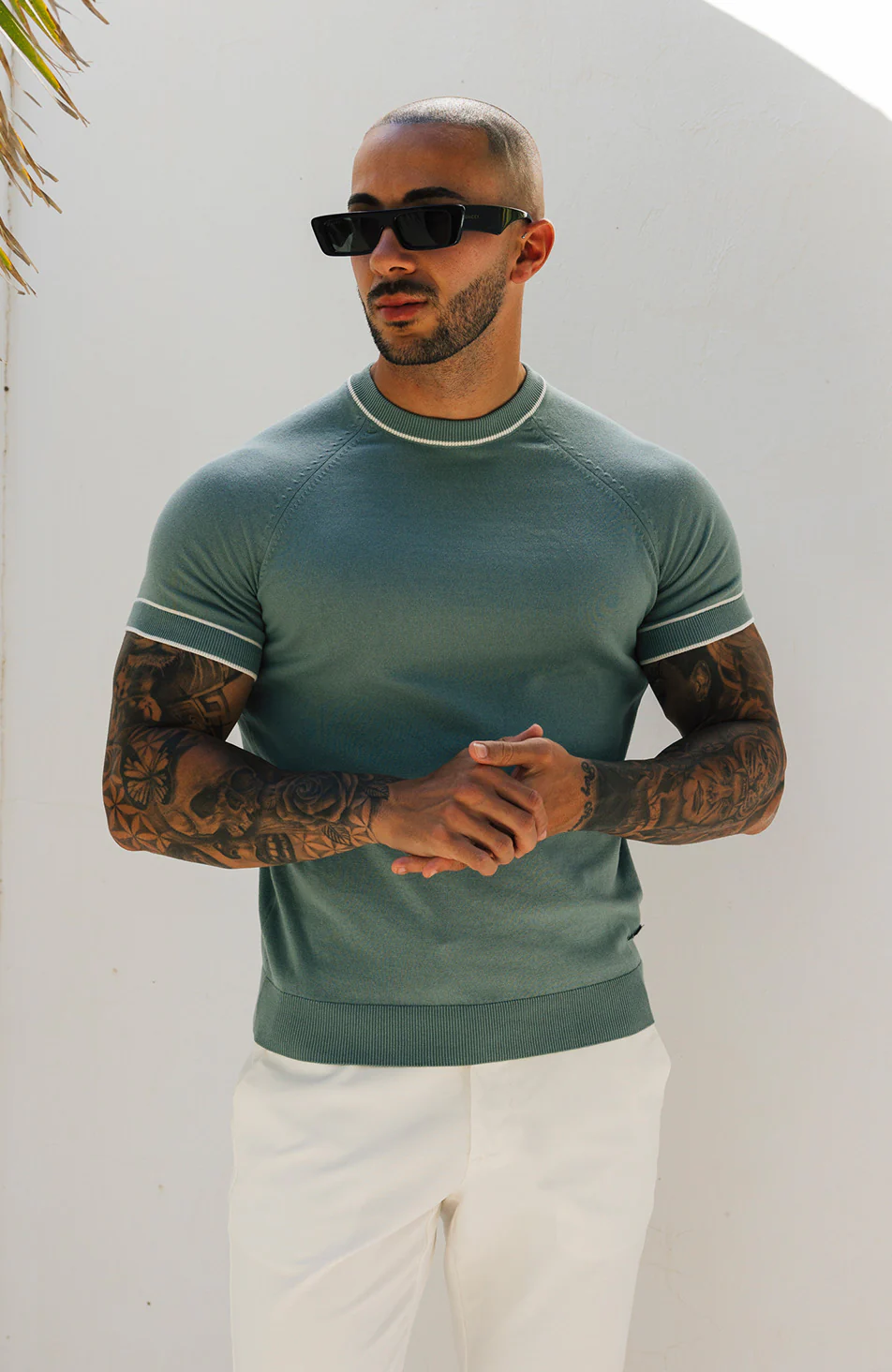 Franco Slim Knit Tee in Mint - Image 2