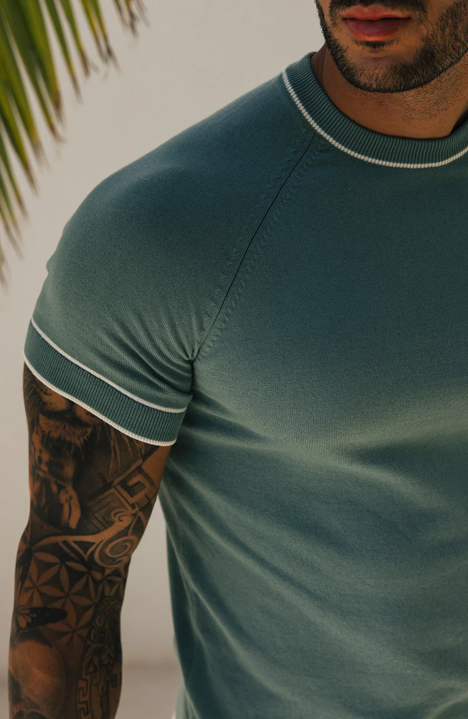 Franco Slim Knit Tee in Mint - Image 6