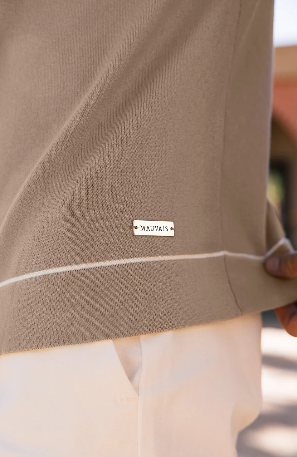 Luciano Slim Knit Shirt in Beige - Image 3