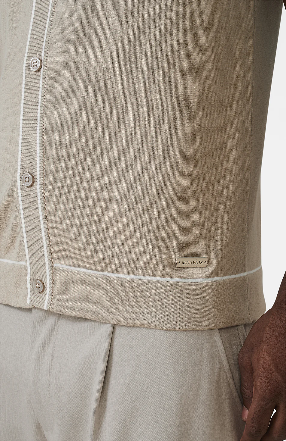 Luciano Slim Knit Shirt in Beige - Image 7