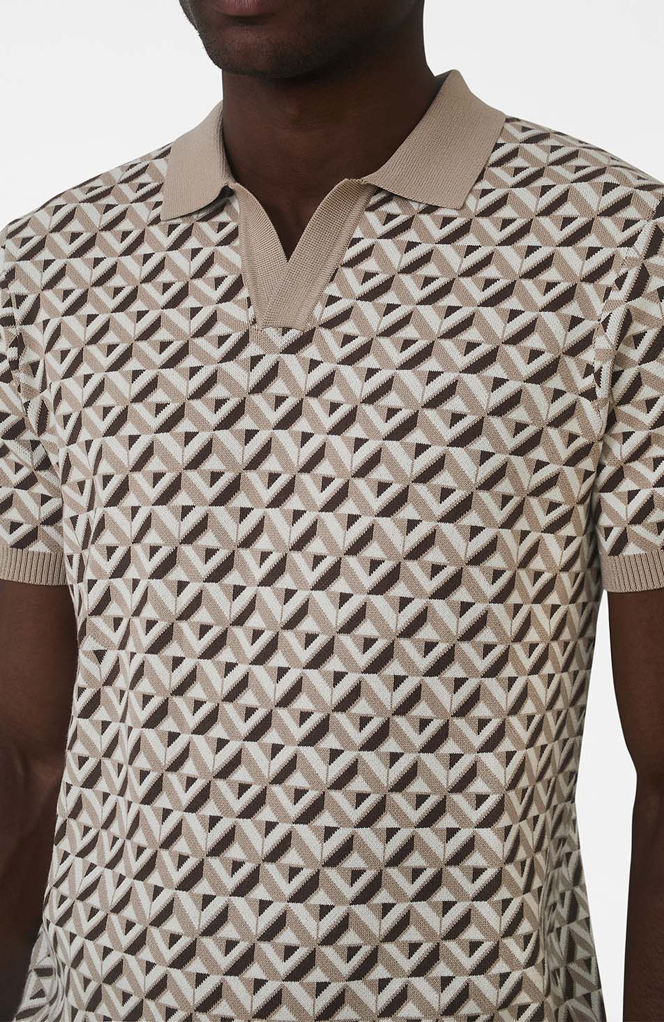Matisse Knitted Geo Polo in Beige - Image 4