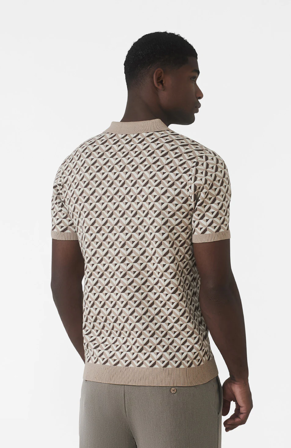Matisse Knitted Geo Polo in Beige - Image 6