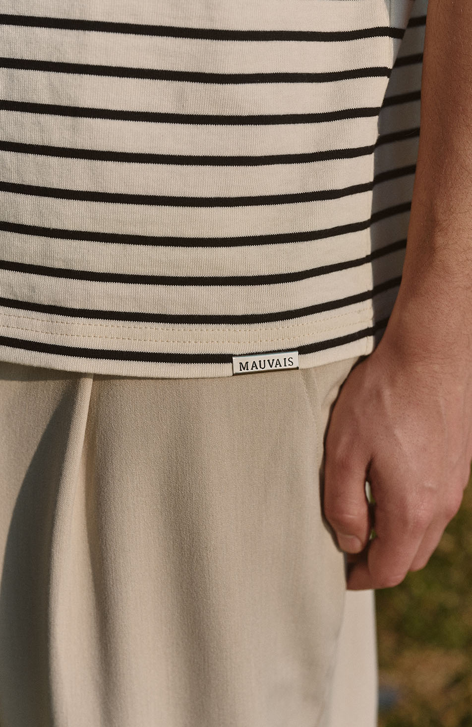 Milano Boxy Stripe Tee in Cream and Black - Image 6