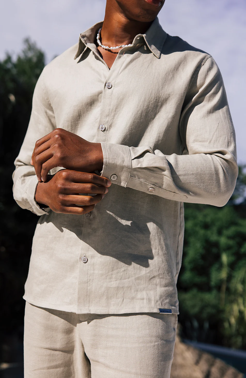 Nammos Pure Linen Tailored Shirt in Beige - Image 3
