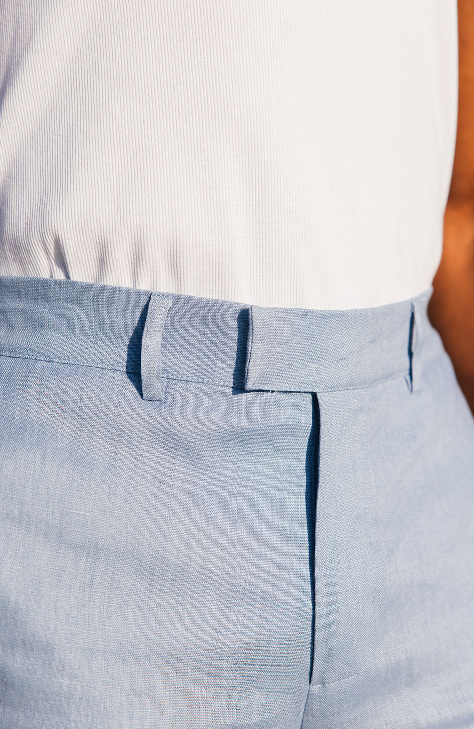 Nammos Pure Linen Tailored Shorts in Blue - Image 3