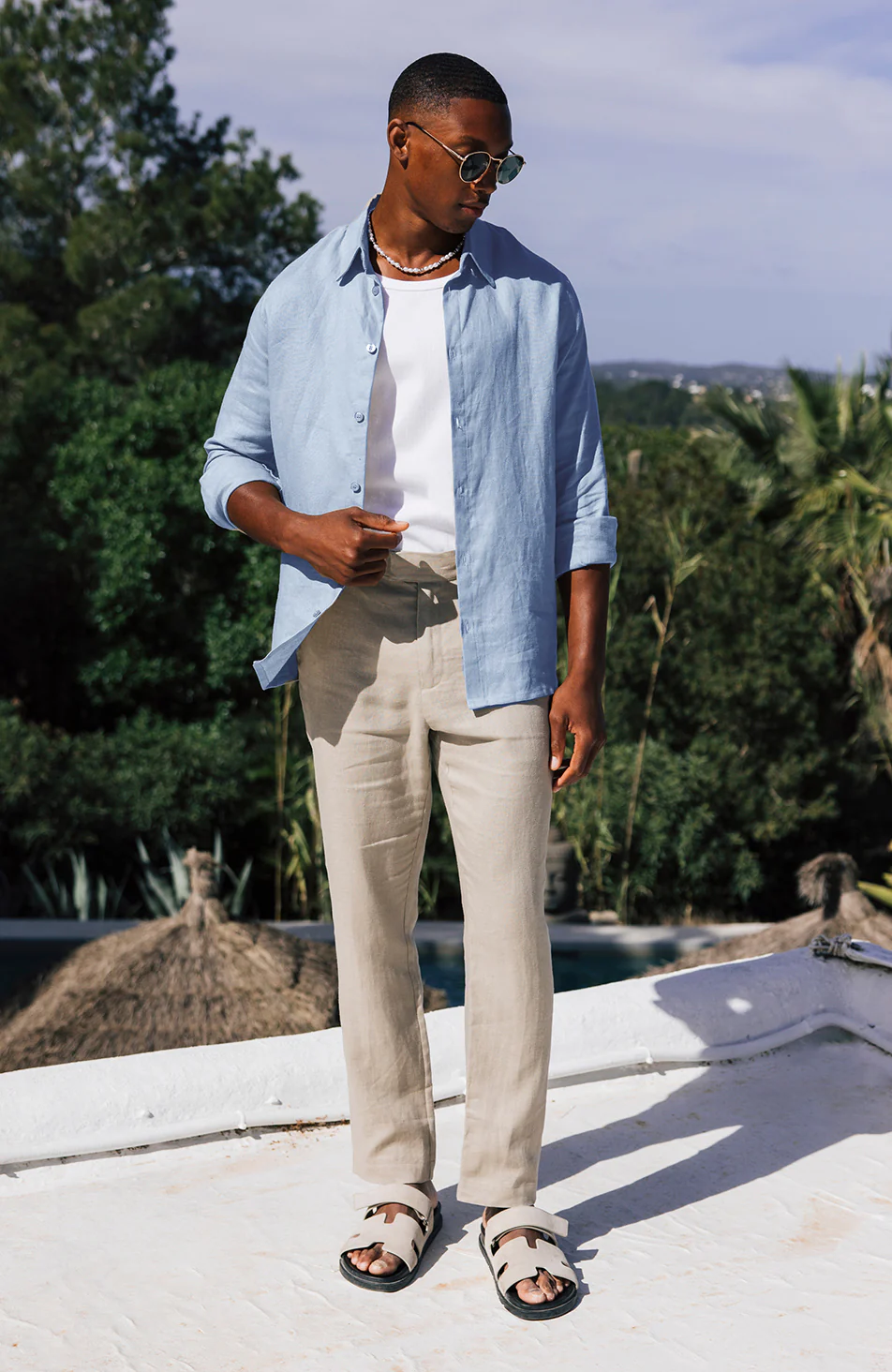 Nammos Pure Linen Tailored Trousers in Beige - Image 8