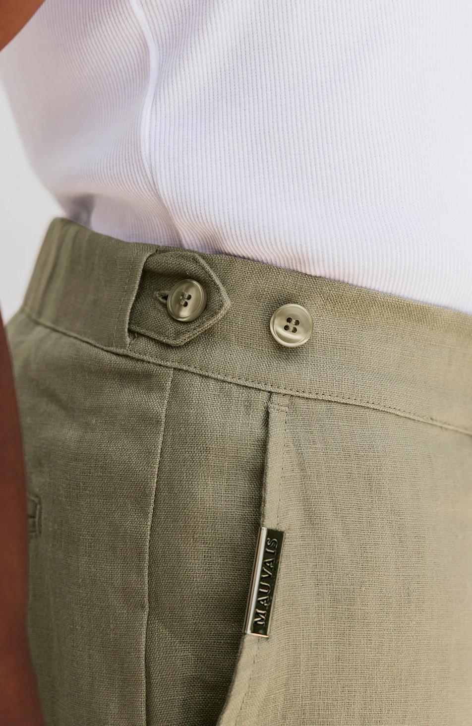 Nammos Pure Linen Tailored Trousers in Olive - Image 4