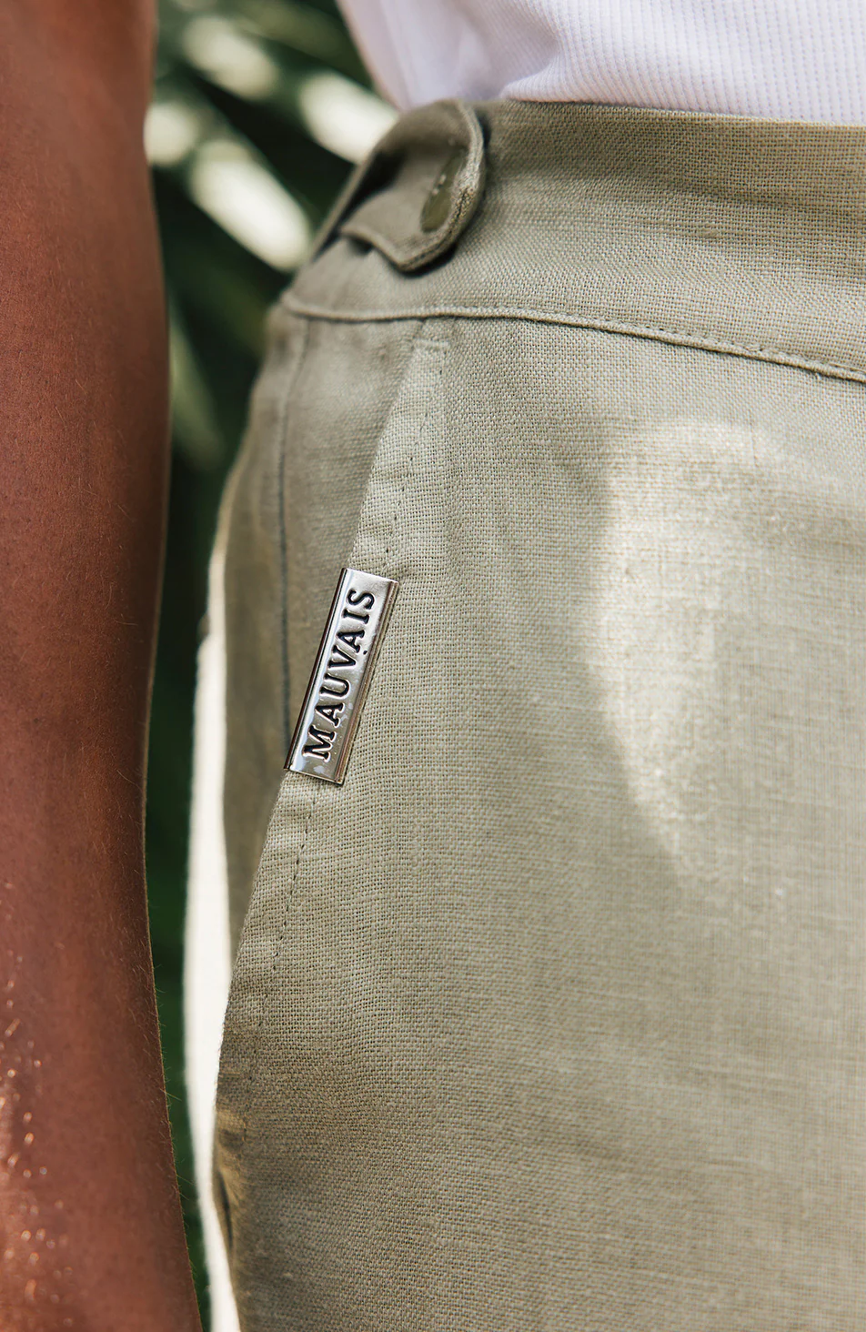 Nammos Pure Linen Tailored Trousers in Olive - Image 6