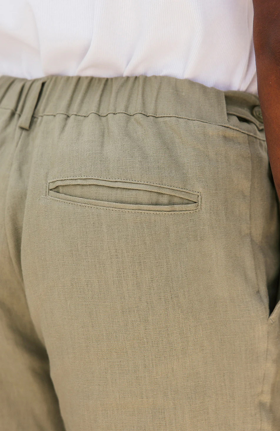 Nammos Pure Linen Tailored Trousers in Olive - Image 7