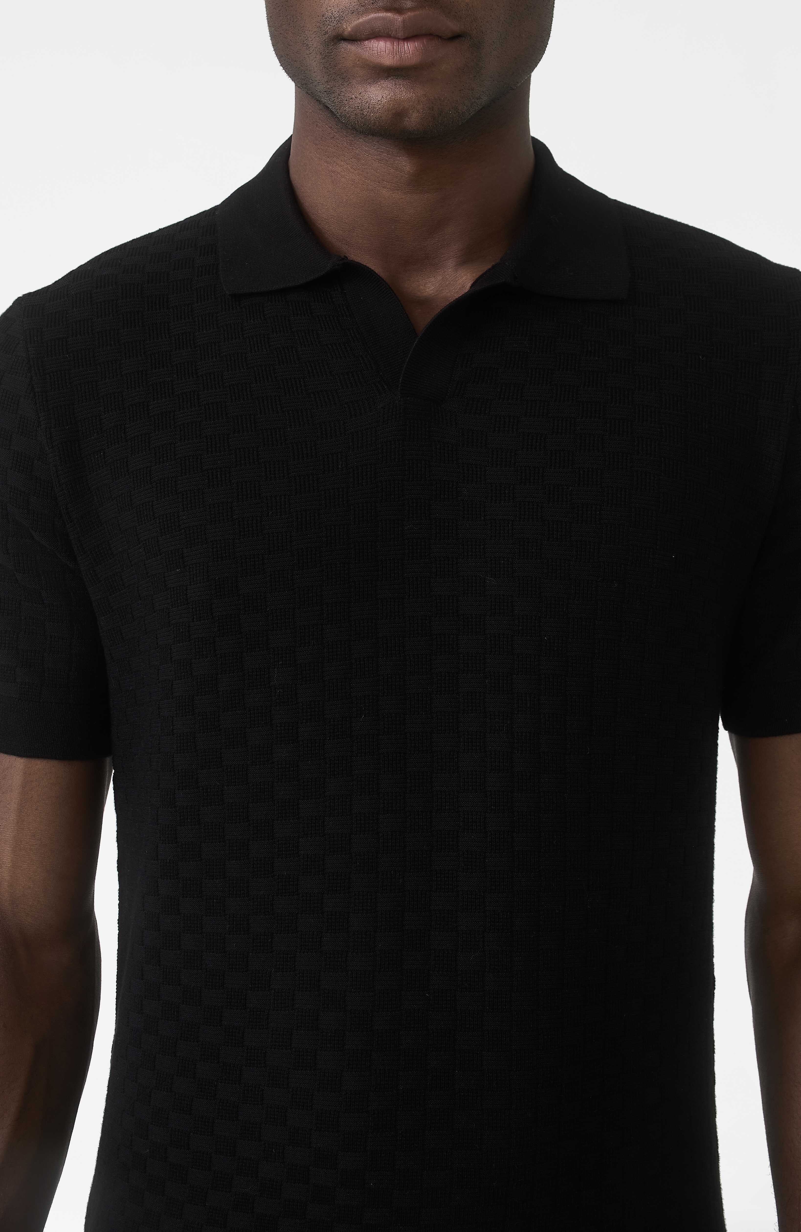 Nerano Slim Knit Polo in Black - Image 4