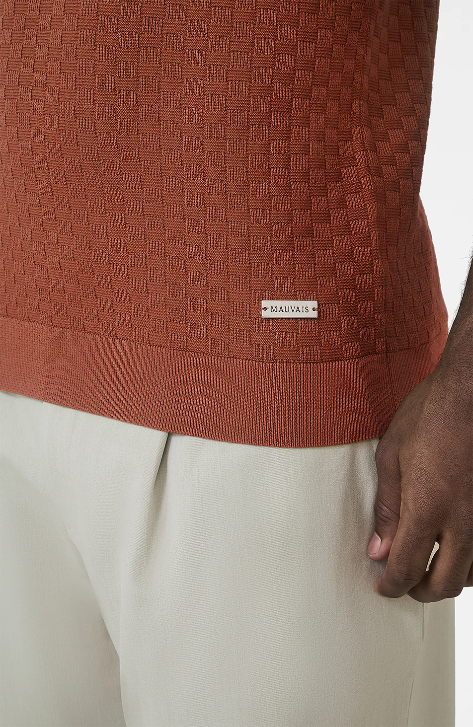 Nerano Slim Knit Polo in Canyon - Image 3