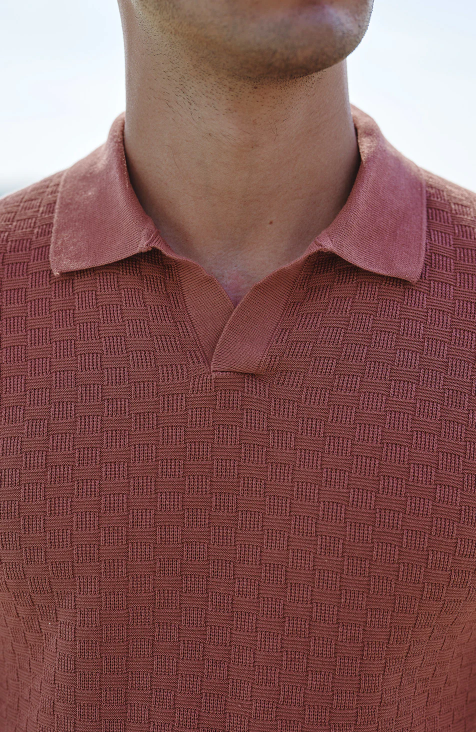 Nerano Slim Knit Polo in Canyon - Image 4