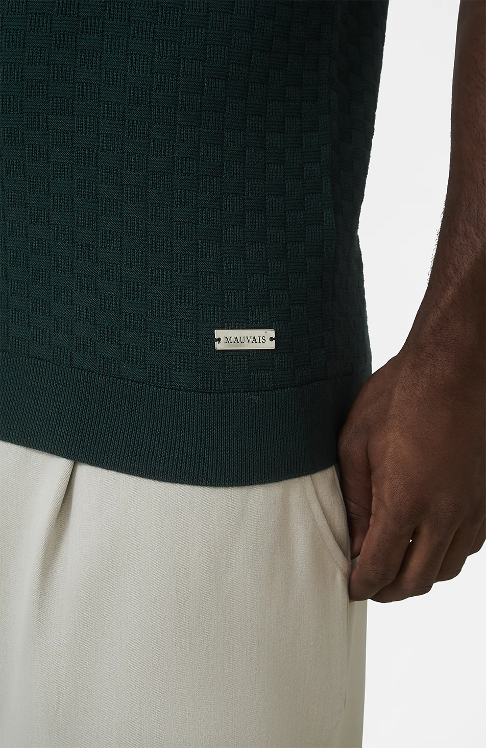 Nerano Slim Knit Polo in Dark Green - Image 4