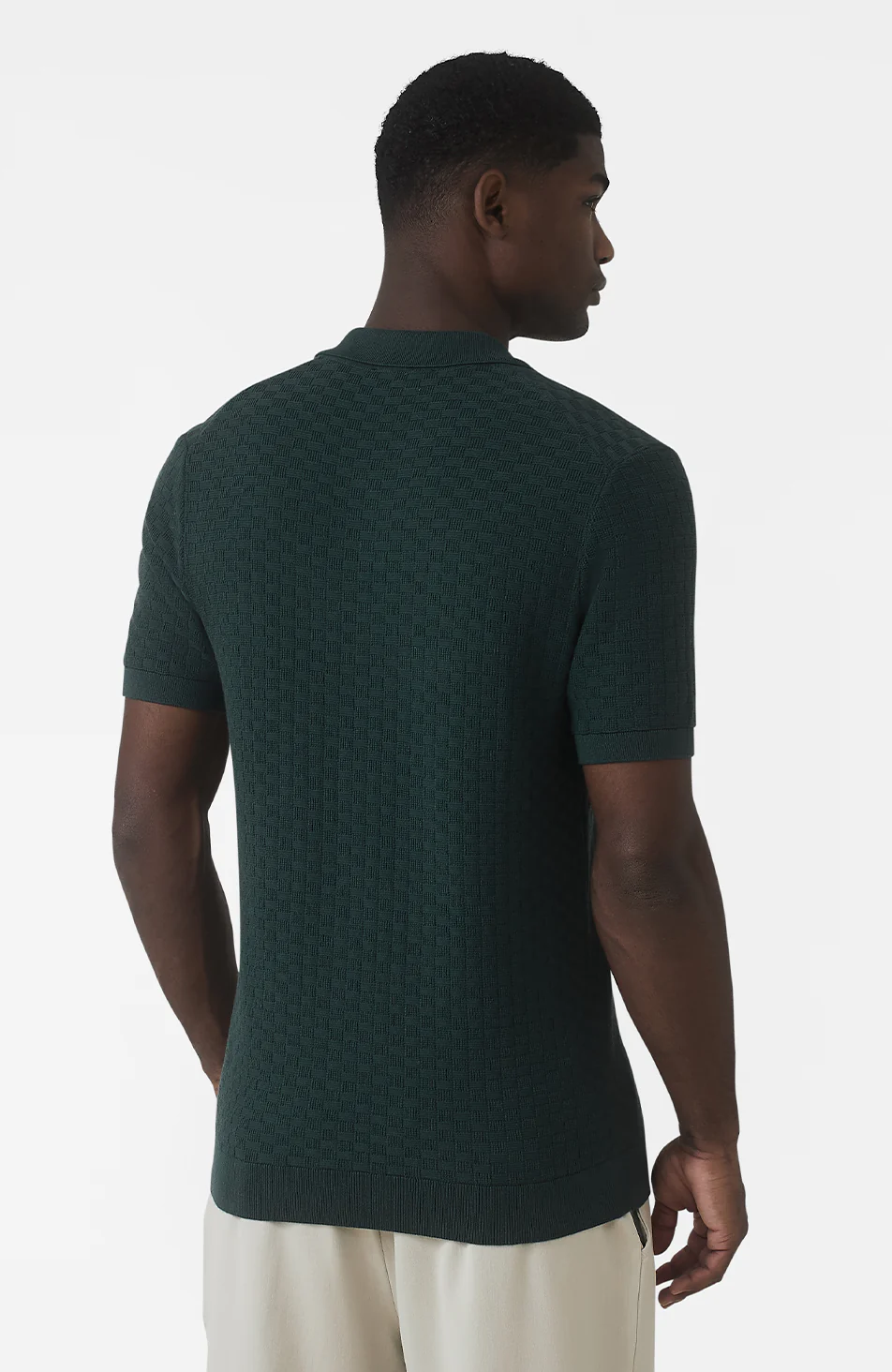 Nerano Slim Knit Polo in Dark Green - Image 5