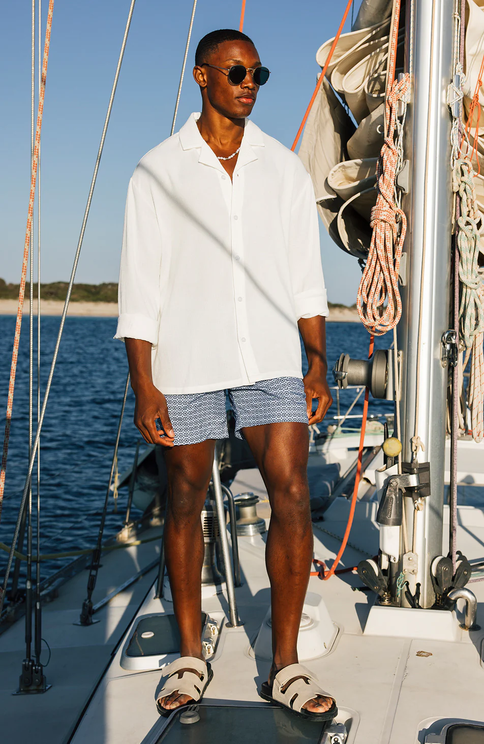 Nero Geo Swim Shorts In Blue - Image 6