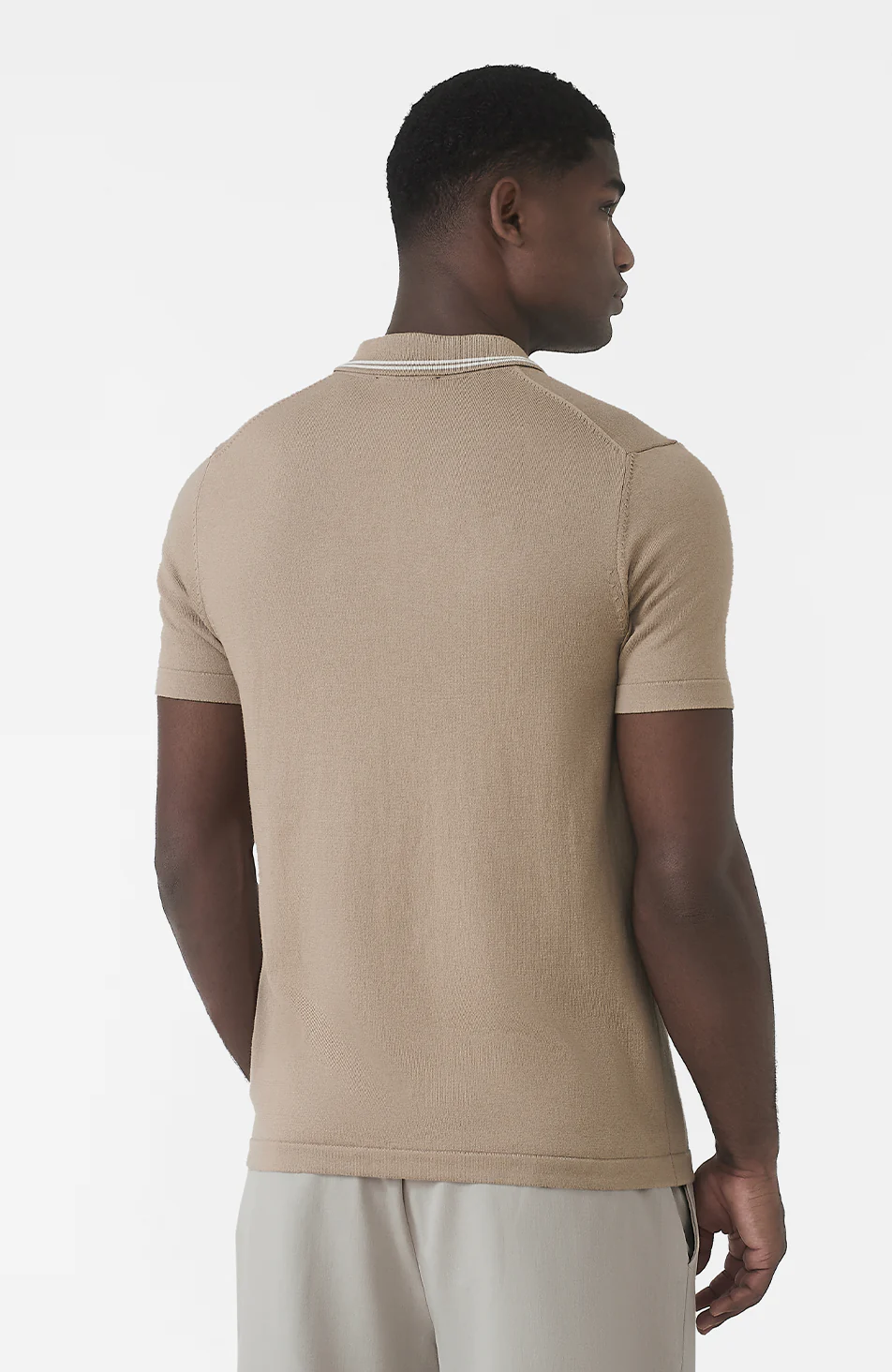 Newbury Slim Zip Knit Polo in Taupe - Image 5
