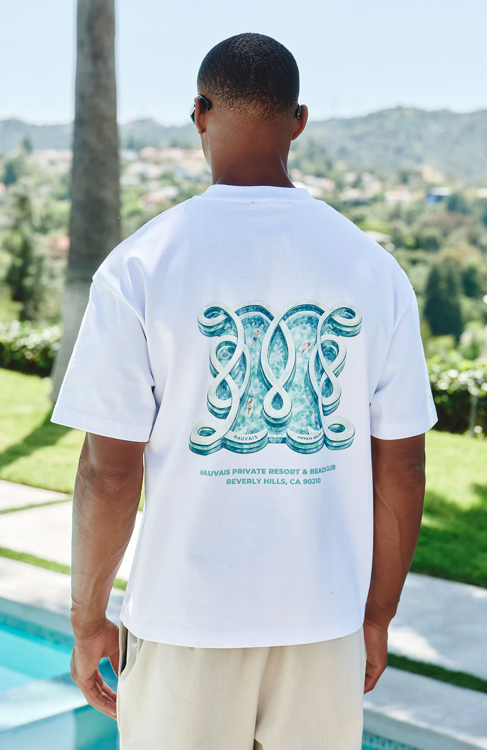Poolside Monogram T-Shirt in White - Image 4