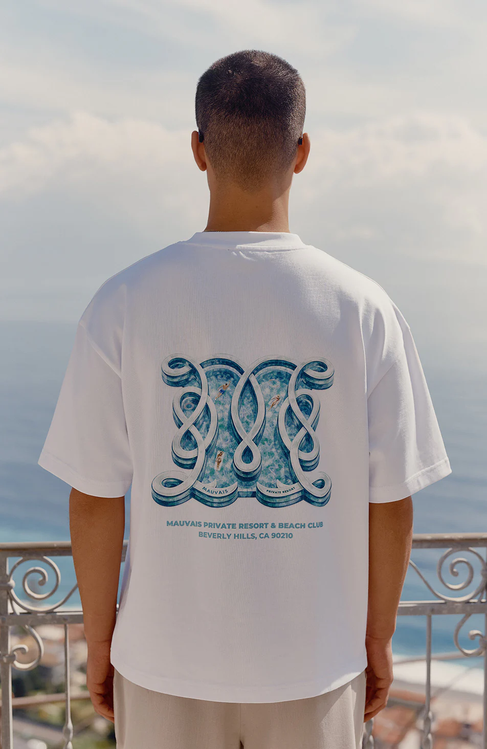 Poolside Monogram T-Shirt in White - Image 5