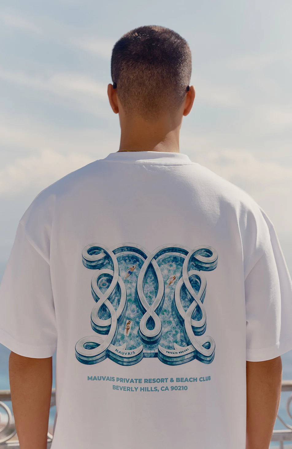 Poolside Monogram T-Shirt in White - Image 6
