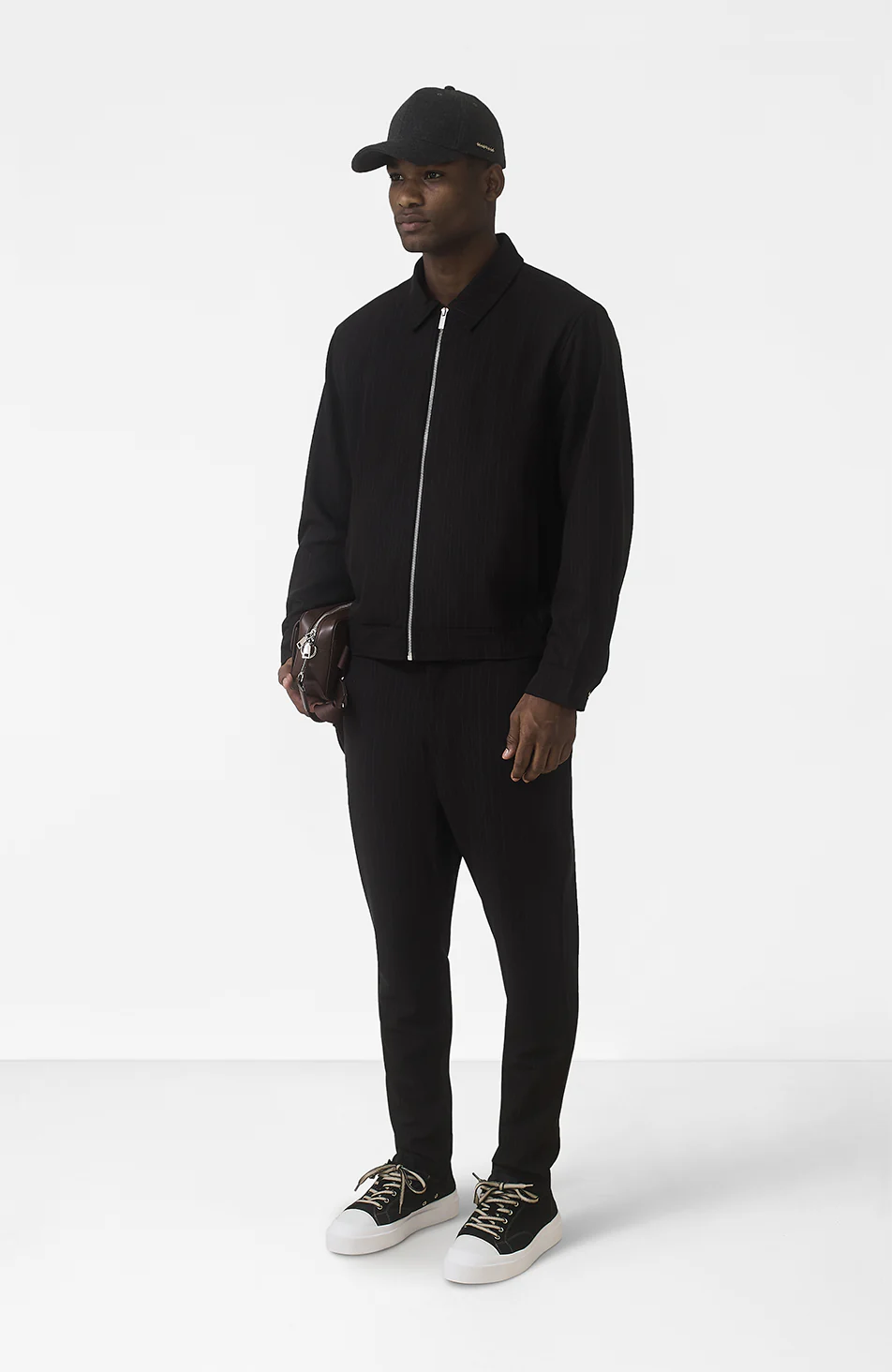 Savile Regular Pinstripe Jacket in Black - Image 3