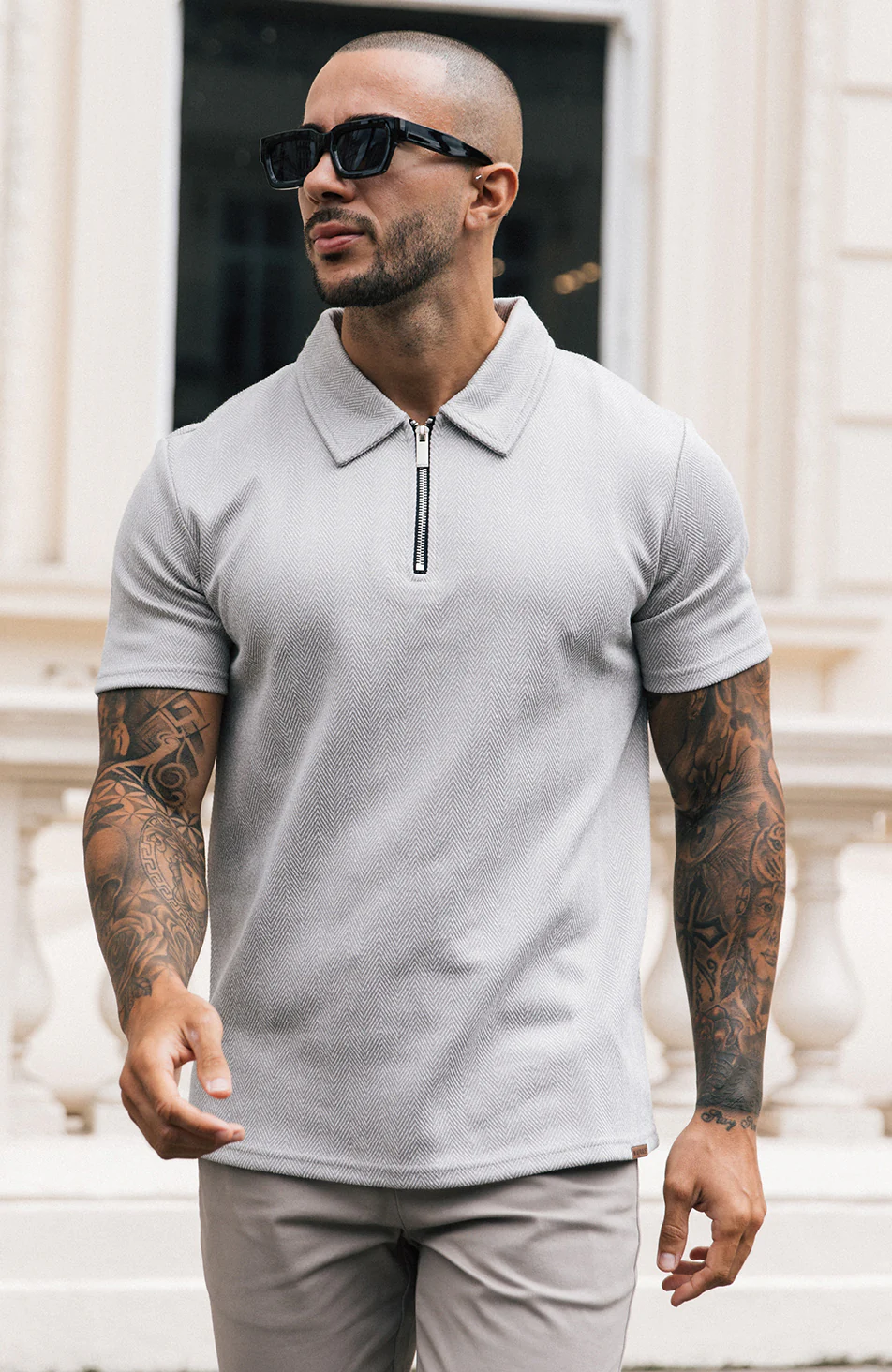 Zig Zag Polo in Ice Grey - Image 2