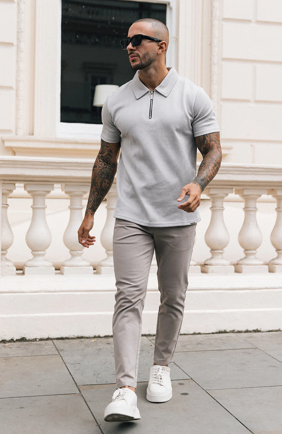 Zig Zag Polo in Ice Grey - Image 3