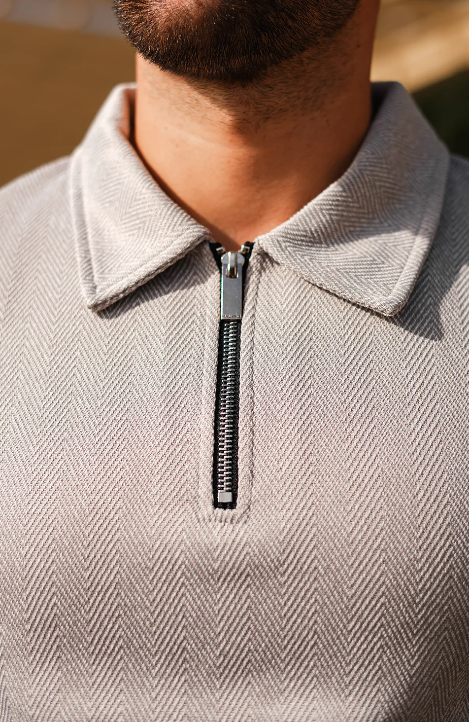 Zig Zag Polo in Ice Grey - Image 4